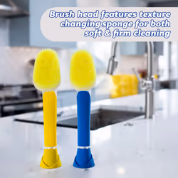 Dish Wand Scrubbing Brush with Handle, Soap Dispensing Dish Brushes, Texture Changing Washing Up Sponges With Liquid Dispenser, Dish Scrubber with