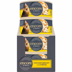 Encore 100% Natural Wet Cat Food, Chicken Breast with Cheese in 70 g Tins (Pack of 16)