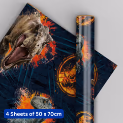 Jurassic World 4 Sheets & 4 Tags Gift Wrap Bundle