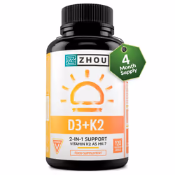 Vitamin D3 4000IU & Vitamin K2 100ug MK7-120 Vegetarian Capsules - 4 Month Supply - High Strength Cholecalciferol and MK7 - V ...