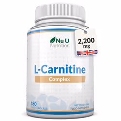 L-Carnitine Complex 2200mg - 180 High Strength Vegan Capsules - with Riboflavin, Biotin, Chromium, Vitamin D, B3 & B6 - L Car ...