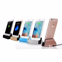 Desktop Charging Dock with Braided Cables, Compatible with Apple Lightning eight - Silver