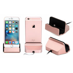 Desktop Charging Dock with Braided Cables, Compatible with Apple Lightning eight - Rose Gold