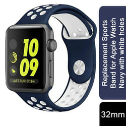 Replacement Sports Band for Apple Watch - 38mm - Navy with white holes