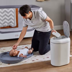 Eco-Touch Baby Nappy Diaper Bin with Eco-Friendly Bin Liners - Traps Odours, Germs & Bacteria - White