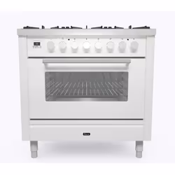 Ilve P096WE3WH, Range cooker, Black, White, Buttons, Rotary, Front / Top front, Gas, 6 zone(s)