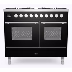 Ilve PD106WE3BK, Range cooker, Black, Rotary, Glossy black, Chrome, Front