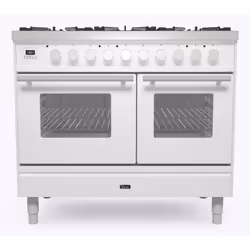 Ilve PD106WE3WH, Range cooker, White, Rotary, Chrome, Front, Enamel