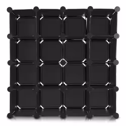 LIVIVO Â® New Superior Quality Interlocking 16 Pairs Cube Shoe Organiser Rack Storage Black