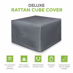 LIVIVO Deluxe Rattan Cube Cover Extra Heavy Duty Waterproof  with PVC Lining Eyelets & Drawstring Grey