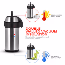 LIVIVO 3L Tea Coffee Air Pot Flask Pump Action Vacuum Insulated Carry Handle DIY