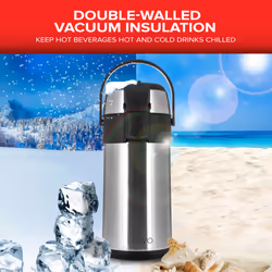 LIVIVO 3L Tea Coffee Air Pot Flask Pump Action Vacuum Insulated Carry Handle DIY