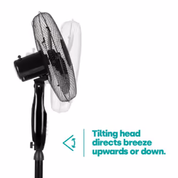 LIVIVO 16" Fan Cooling Oscillating Extendable Free Standing Tower Pedestal Fan BLACK