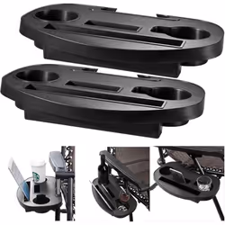 2pc Clip On Side Table Tray For Zero Gravity Sun Lounger Camping Chair Outdoor Garden Fishing Book Phone Tablet Drink Holder