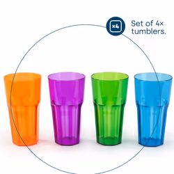 LIVIVO Set of 4 Vibrant Coloured Bello Plastic Acrylic Tumblers - Additional view 7
