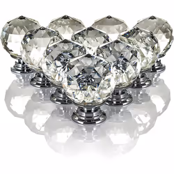 Crystal Diamond Cupboard 10Pc Drawer Door Knobs Wardrobe Furniture Pull Handle Drawer Cupboards