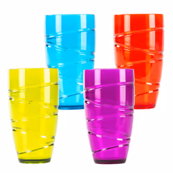 LIVIVO Set of 4 Plastic Drinking Tumblers - MultiColour