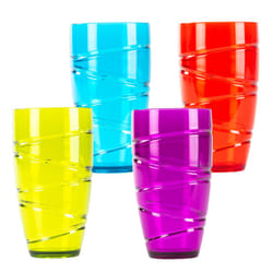 LIVIVO Set of 4 Plastic Drinking Tumblers - MultiColour