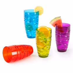 LIVIVO Set of 4 Plastic Drinking Tumblers - MultiColour - Additional view 9