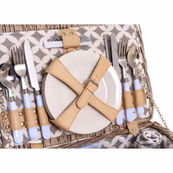 27pc Livivo Picnic Hamper Set | Wicker Picnic Set For Four People