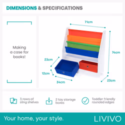 LIVIVO Colorful Children Book Shelf with Sling Storage Rack - Multi Colour - Additional view 4