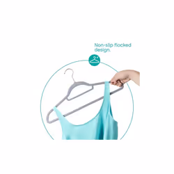 Pack of 50 Heavy-Duty Non-Slip Velvet Hangers - Grey
