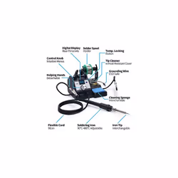 YIHUA 926LED IV 60W Digital Soldering Iron Station Kit w Temperature Stabilization for Soldering & Desoldering w Helping Hands 5 Extra Soldering