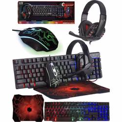 Gaming Keyboard and Mouse and Mouse pad and Gaming Headset, Wired LED