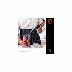 MasterChef Hand Blender Stick 2 Blending Speeds, Electric Handheld Food Processor, Liquidiser with Removable & Washable Base, Plastic, 200 W, Black