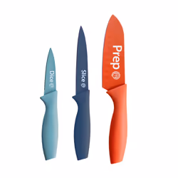 Knife Set of 3 Kitchen Knives for Cooking (Chef, Paring & Utility), Professional Sharp Stainless Steel, Non Stick Blades & So ...
