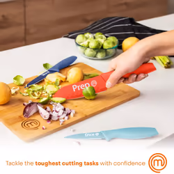 Knife Set of 3 Kitchen Knives for Cooking (Chef, Paring & Utility), Professional Sharp Stainless Steel, Non Stick Blades & Soft Touch Handles, Easy