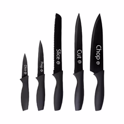MasterChef Kitchen Knives Set of 5 With Captions Including Paring, Utility, Bread, Carving & Chef Knife, Sharp Stainless Stee ...