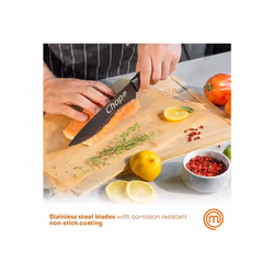 MasterChef Kitchen Knives Set of 5 With Captions Including Paring, Utility, Bread, Carving & Chef Knife, Sharp Stainless Steel, Non Stick Blades