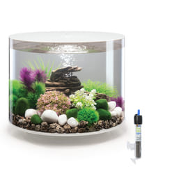 biOrb Tube 35L White Aquarium with MCR LED Lighting and Heater Pack