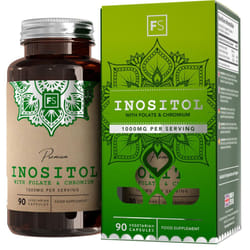 FS Inositol | 90 Myo Inositol Capsules with Folate & Chromium | High Strength 1000mg Myo-Inositol 200mg Folate & 100mg Chromium per Serving per