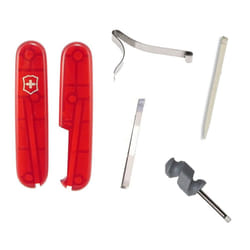Victorinox 91mm Swiss Army Knife Spares - Tweezers Toothpick Screwdriver Handles - Translucent Red