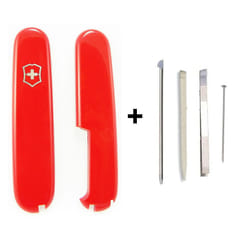 Victorinox PLUS handle kit with toothpick tweezers pen for 91mm Swiss Army - red