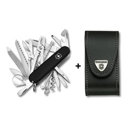 Victorinox SWISS CHAMP Swiss army knife bundle pack - with free Victorinox pouch - black/black