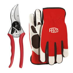 Felco Model 2 Secateurs with Leather work gloves - Pruning shears Genuine Felco - Medium