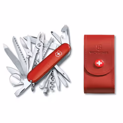 Victorinox SWISS CHAMP Swiss army knife bundle pack - with free Victorinox pouch - red/red