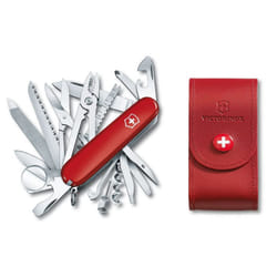Victorinox SWISS CHAMP Swiss army knife bundle pack - with free Victorinox pouch - red/red