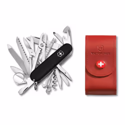 Victorinox SWISS CHAMP Swiss army knife bundle pack - with free Victorinox pouch - black/red