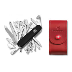 Victorinox SWISS CHAMP Swiss army knife bundle pack - with free Victorinox pouch - black/red