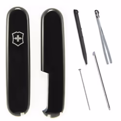 Genuine Victorinox 91mm replacement Scales Kit With Spares Tweezer Toothpick Pin - black