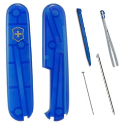 Genuine Victorinox 91mm replacement Scales Kit With Spares Tweezer Toothpick Pin - translucent blue