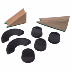 Umpire Solid Rubber Bowling Measuring Wedges 4 Round 2.8 cm 2 Semi Circle 6 cm Plus 2 Piece Hardwood Wedges 8cm & 5 cm Concav ...