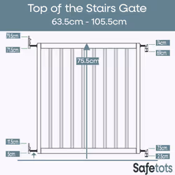 Safetots Top of Stairs Baby Gate - Grey