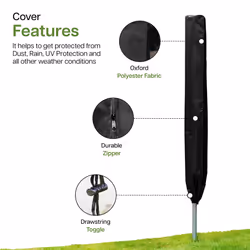 Rotary Washing Line Cover Waterproof Polyester Fabric with Zip Heavy Duty Rotary Clothes Line Cover - Weather Resistant Rotary Line Cover - Garden