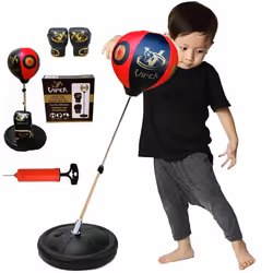 Kids Junior Boxing Punch Bag Set Ball Gloves Children Free Standing Adjustable Height
