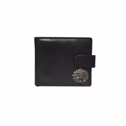 Quality black leather green man wallet